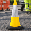 Two-Part Traffic Cone with Reflective Sleeve - 1000mm Yellow (view 2)