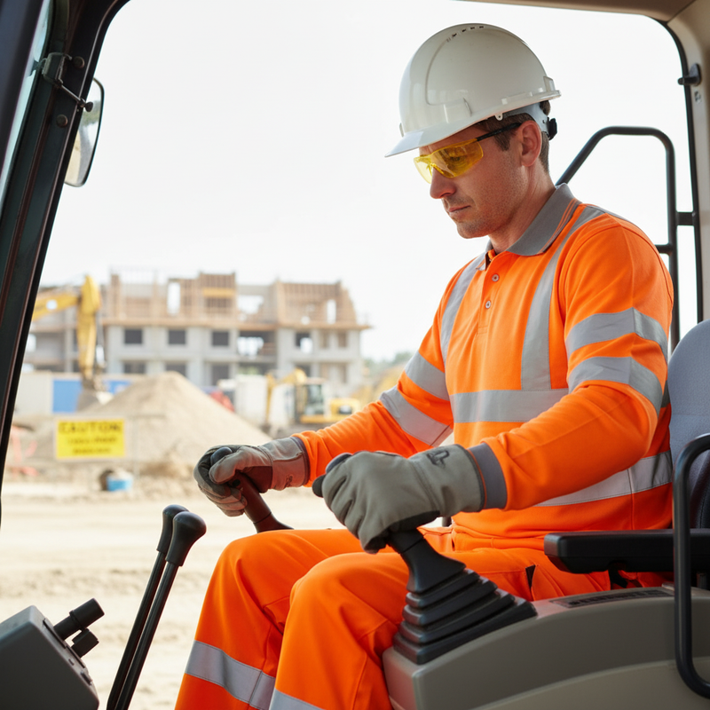 Dark Slate Gray Long Sleeve High-Visibility Polo Shirt - Orange for Safety and Comfort
