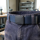 Durable Work Belt with Rubber-Coated Metal Buckle - Navy