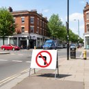 Gray Premium No Left Turn Metal Sign - 750mm, Chapter 8 Compliant