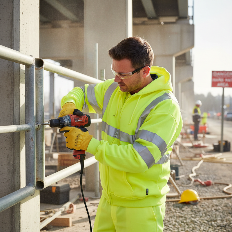 Rosy Brown Premium Hi-Vis Zipped Hoodie - High Visibility Safety Wear