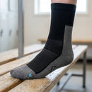 Quick-Drying Work Socks, Reinforced Toe/Heel - Grey Melange/Black