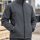 Windproof Softshell Work Jacket with High Collar - Steel Grey (view 2)
