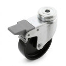 White Smoke Light Duty Braked Bolt Hole Swivel Castors With Black Plastic Wheel - 50mm to 100mm