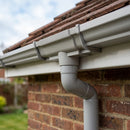 Moulded Ogee Gutter Outlet 63mm Dia, 125 x 100mm — RAL 7036 (in use)