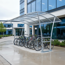 Gray Premium Double Width Cycle Shelter with Clear Cladding - Extension Bays