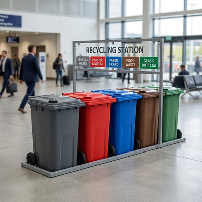 5-Bin 240L Wheelie Recycling Station with Signage