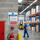 Light Slate Gray Premium Fire Action Safety Signs - 5-Point Action Guide for Emergencies