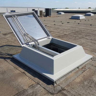Flat Glass Automatic Smoke Vent 300mm GRP Upstand