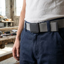 Durable Work Belt with Rubber-Coated Metal Buckle - Grey