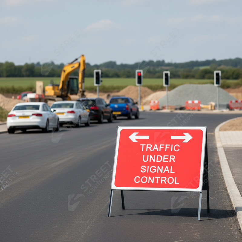 Dim Gray Premium Traffic Under Signal Control Metal Sign Face 1050mm x 750mm