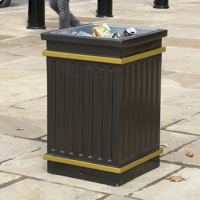 GRP Square Fluted Open Top Litter Bin - 112 Litre