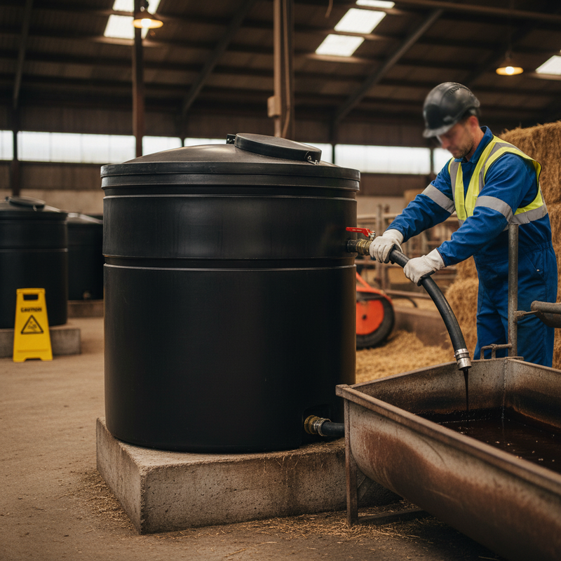 Black Heavy Duty 2000 Litre Molasses Storage Tank for Agricultural Use