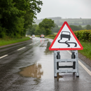 Dark Olive Green Premium Slippery Road Quick-Fit Sign Face for Safety Warnings