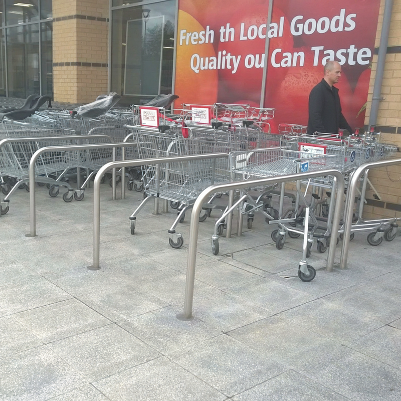 Gray Heavy Duty Hooped Trolley Bay Rail - Versatile Stainless Steel Barrier