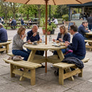 Round 8-Seater Picnic Table, Pressure-Treated Spruce Wood