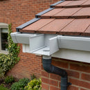 Aluminium Box Gutter Outlet 63mm Diameter 135 x 100mm — RAL 7035 (in use)