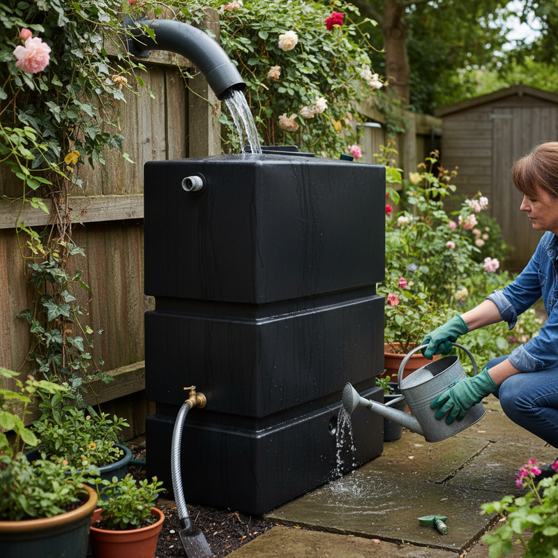 Dark Slate Gray Premium 1200 Litre Tall Pillar Water Butt with Multiple Outlets