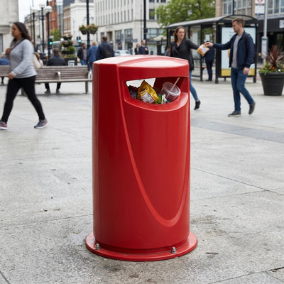 90 Litre Recycled Polyethylene Litter Bin with Hooded Design