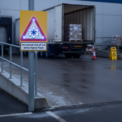 High-Performance Triangle Ice Warning Flashing LED Safety Sign