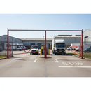 Gray Double Fixed Height Restrictor for Two Lanes with Swing Gates