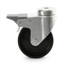 White Smoke Light Duty Braked Bolt Hole Swivel Castors With Black Plastic Wheel - 50mm to 100mm