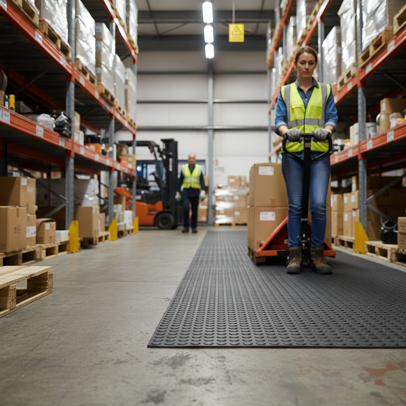 Slate Gray Premium Penny Dot Studded Anti-Slip Rubber Matting - 3mm Thickness