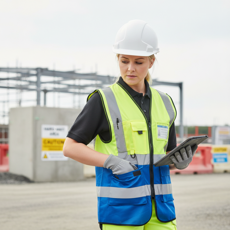 Light Gray Premium Hi-Vis Two Tone Executive Waistcoat with ID Pocket