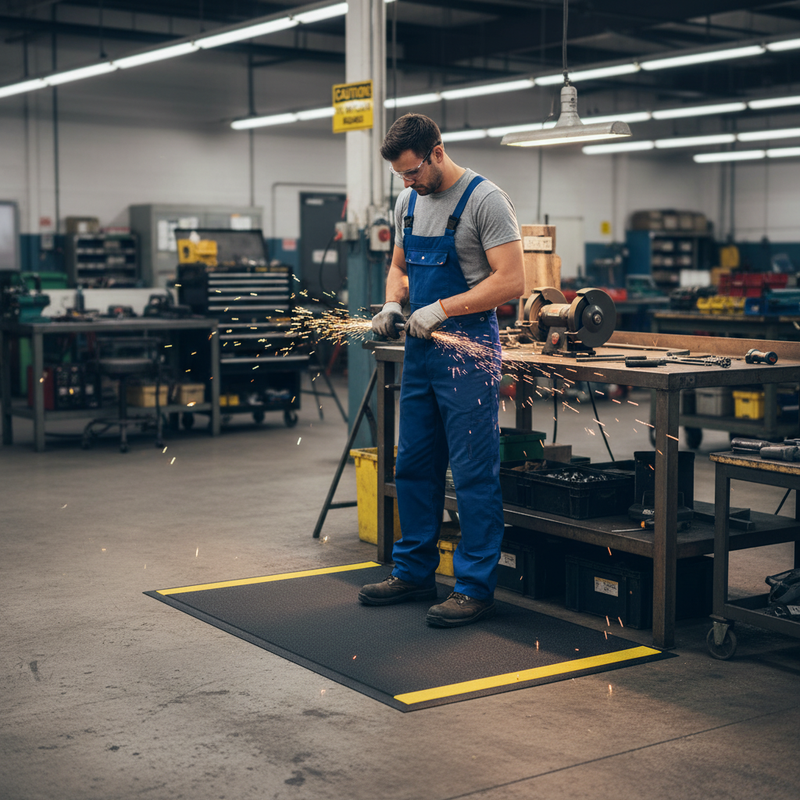 Dark Slate Gray Premium Anti-Fatigue Mat - 120cm with Pebble Surface for Safety