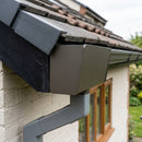 Aluminium Box Gutter Stop End 135 x 100mm — RAL 7022 (in use)