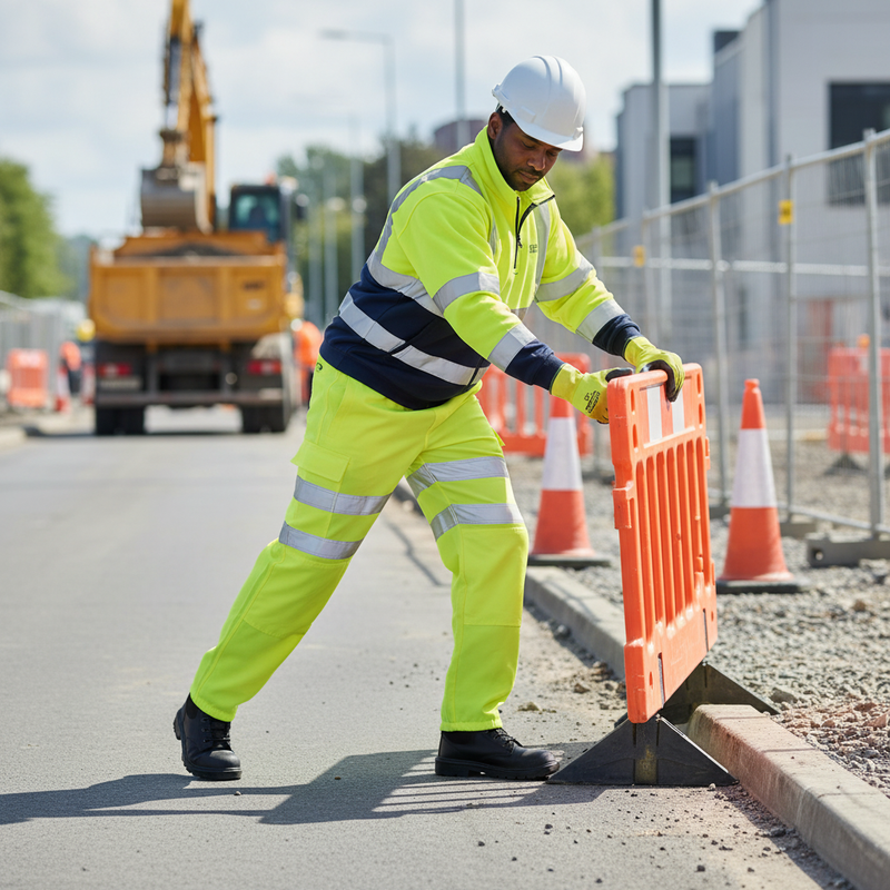 Gray Premium Hi-Visibility Fleece Jogging Bottoms in Saturn Yellow