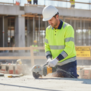 Rosy Brown High-Visibility Two Tone Long Sleeve Polo Shirt - Saturn Yellow/Navy Blue