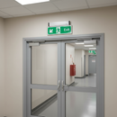 Dark Gray Professional Fire Exit Down Left Arrow Sign - Compliance and Safety