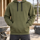 Heavyweight Hooded Work Sweatshirt with Kangaroo Pocket - Khaki Green