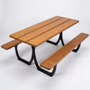 Picnic table with cast steel frame and exotic wood seats (view 2)
