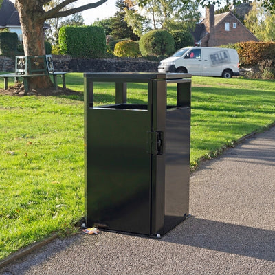 112 Litre Galvanised Steel Litter Bin with Slam Lock