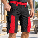 Stretch Work Shorts with Multiple Pockets - Chili Red/Black (view 2)
