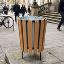 40L Wood Effect Plastic External Waste Bin with Steel Frame