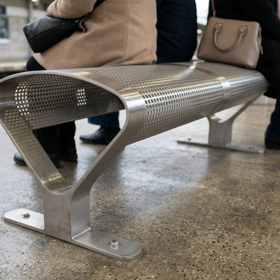 1200–1800mm Stainless Steel Stand-up Bench, Perforated