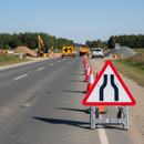 Light Slate Gray Professional Road Narrows Both Sides Quick-Fit Sign Face Diagram 516