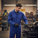 Dark Slate Gray Professional Royal Blue Boilersuit - Polyester-Cotton Blend, Lay Down Collar, Concealed Stud Front, Multiple Pockets