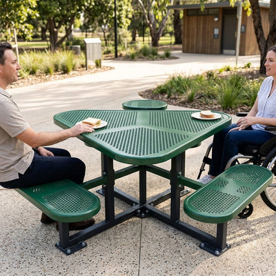 2000mm Wheelchair-Accessible Steel Picnic Table, 7-Seat