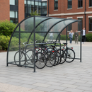 Dark Gray Premium Cycle Shelter with Clear PETG Curved Roof - 1m to 5m Lengths