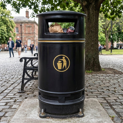 Victorian-style litter bin, 90 litre capacity, UV-resistant polyethylene