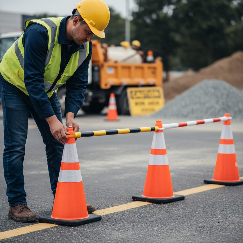 Light Slate Gray Extendable Traffic Cone Barrier with Adjustable Length