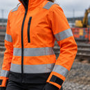 Women's High-Vis Orange/Black Softshell Work Coat - Class 2/3 (view 2)