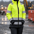 Women's Waterproof High-Visibility Shell Coat Class 2/3 Yellow/Black