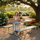 Dark Olive Green Premium Durable Steel Picnic Table for Outdoor Spaces