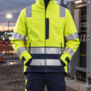 Hi-Vis Yellow/Navy Arc Rated Flame Retardant Softshell Work Jacket