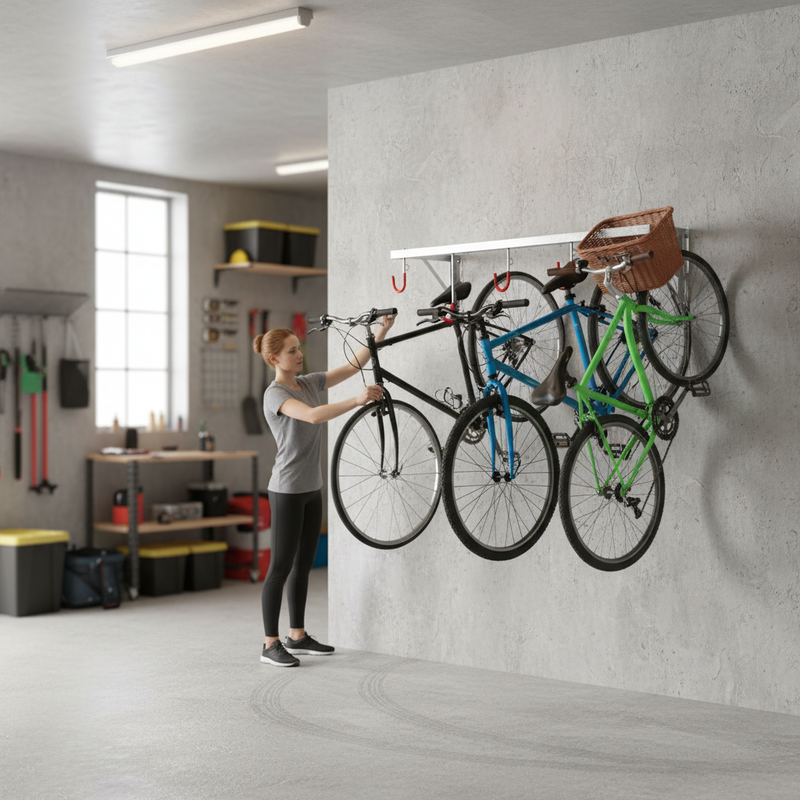 Dark Gray Heavy Duty Wall Mounted Vertical Cycle Hook Rack for Efficient Storage